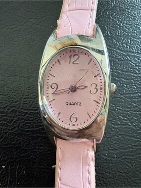 Women's Pink Quartz Oval Watch with Pink Strap